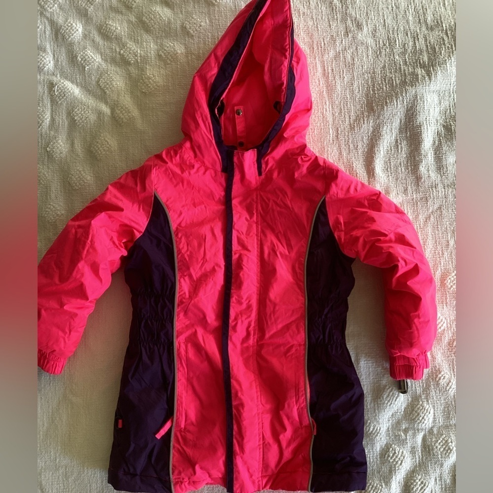 Cozy Cub 3T toddler jacket Pink/Purple Mitten/Gloves  lamps hat button loop
Cr30
